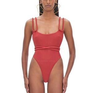 LIMA RED ONE PIECE SWIMSUIT by Andrea Iyamah